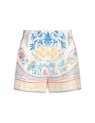 Casablanca Crayon Vase Silk Shorts In Multi