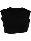 Casablanca Crepe Jersey Draped Crop Top Black In Black