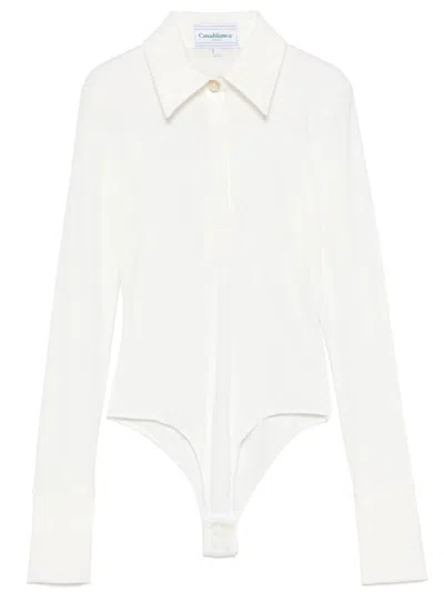 Casablanca Crepe Jersey Bodysuit In White