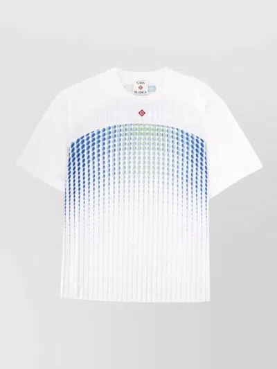 Casablanca Crew Neck Graphic Print Short Sleeve T Shirt In White