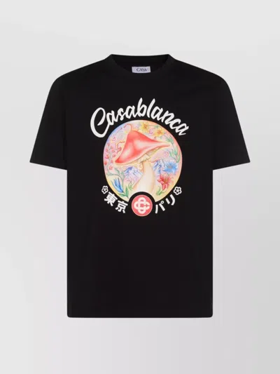 Casablanca Crew Neck Graphic Print Short Sleeves In Black