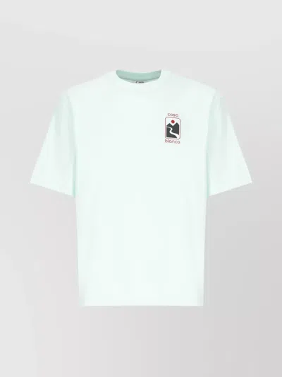 Casablanca Crew Neck Graphic Print Short Sleeves In Blue