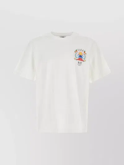 Casablanca Crew Neck Graphic Print Short Sleeves T-shirt In White