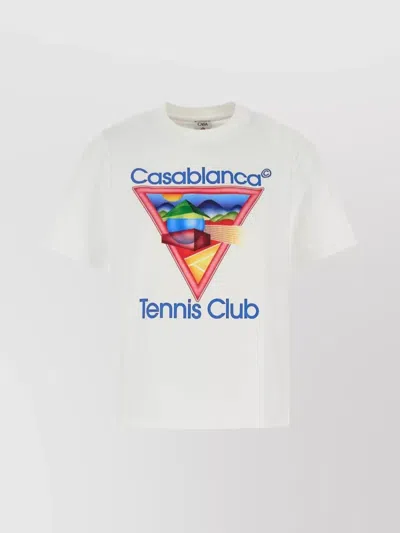 Casablanca Crew Neck Graphic Print Short Sleeves Top In White