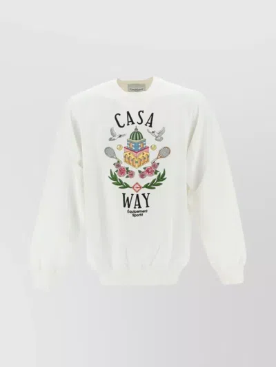 Casablanca Crew Neck Graphic Print Sweater In Metallic