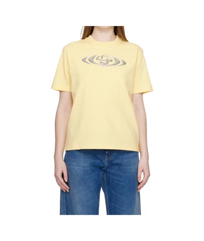 Casablanca Yellow Warped Logo Corrosion T-shirt