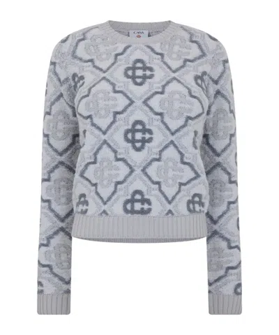 Casablanca Crew Neck Long Sleeve Sweater In Gray
