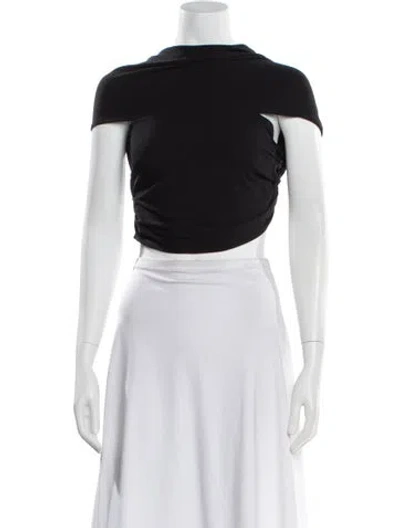 Pre-owned Casablanca Crew Neck Short Sleeve Crop Top W/ Tags In Black