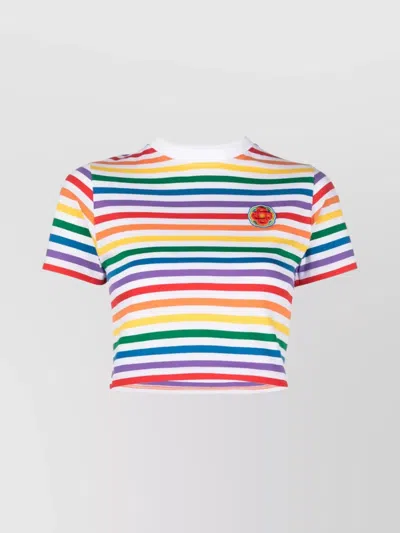 Casablanca Crew Neck Striped Pattern Cropped Length In Multi