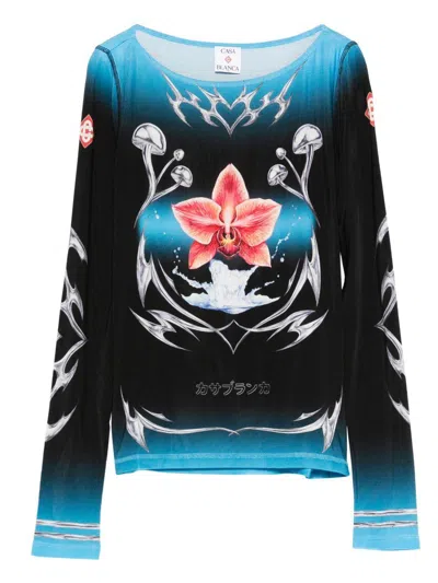 CASABLANCA CREW NECK SWEATER WITH PRINT CASABLANCA