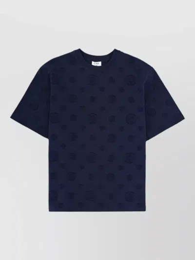 Casablanca Crew Neck T Shirt Embossed Pattern In Blue