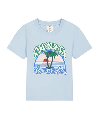Casablanca Kids' Crewneck Shortsleeve Tee In Blue