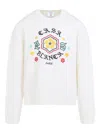 Casablanca Crewneck Sweater With Floral Embroidery In Multi
