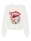 Casablanca Crewneck Sweater With Mushroom Embroidery In White