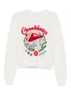 Casablanca Crewneck Sweater With Mushroom Embroidery In White