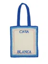 Casablanca Rectangular Crochet Tote Bag With Dual Handles In Multicolour