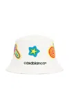 Casablanca Embroidered Bucket Hat In White