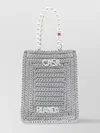 Casablanca Crochet Chain Shoulder Bag With Pearl Handle