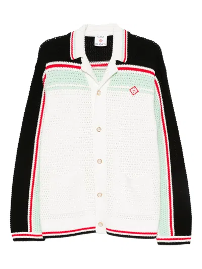 CASABLANCA CASABLANCA CROCHET COTTON TENNIS SHIRT