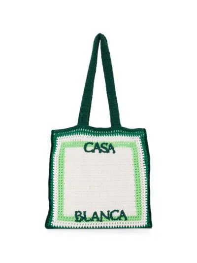 Casablanca Crochet Cotton Tote Bag In Green
