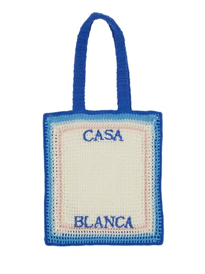 Casablanca Crochet Cotton Tote Bag In Multicolor