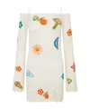 Casablanca Crochet Knit Mini Dress With Patches In White