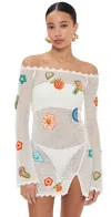 Casablanca Crochet Dress With Patches White In White