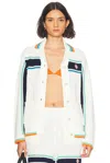 Casablanca Crochet Effect Tennis Shacket In Tennis Stripe