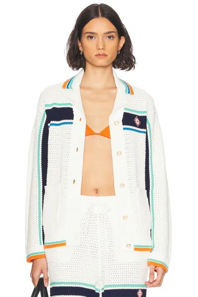 Casablanca Crochet Effect Tennis Shacket In White