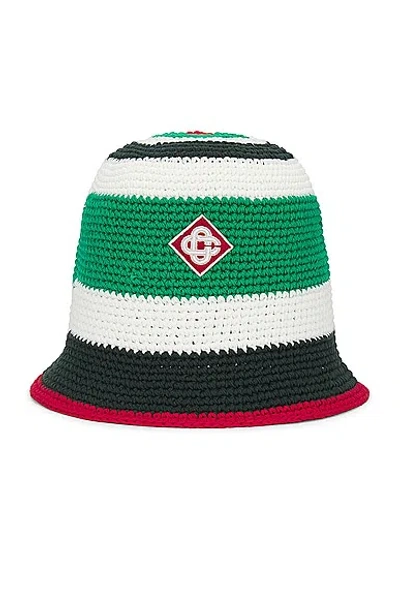 Casablanca Crochet Hat In Green & White