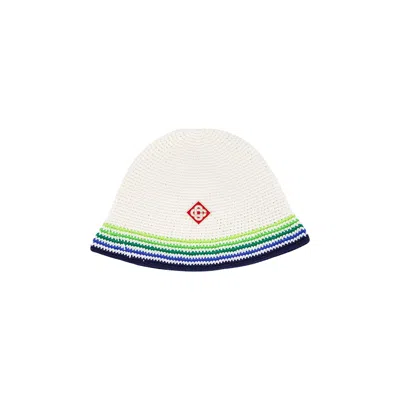 Pre-owned Casablanca Crochet Hat 'white/stripe' | Men's Size Onesize