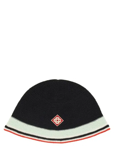 Casablanca Crochet Hat With Logo In Black