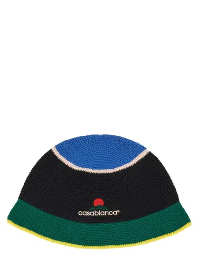 CASABLANCA CASABLANCA CROCHET HAT WITH LOGO UNISEX