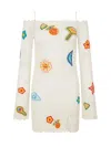 Casablanca Crochet Knit Mini Dress With Patches
