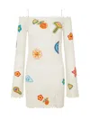 Casablanca Crochet Knit Mini Dress With Patches In White