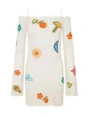 Casablanca Crochet Knit Mini Dress With Patches In White