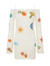 Casablanca Crochet Knit Mini Dress With Patches In White