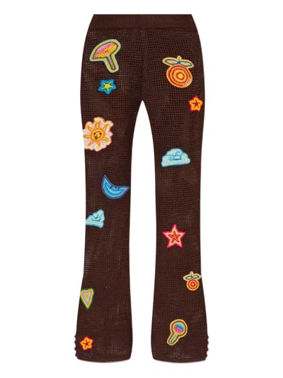 Casablanca Crochet-knit Trousers In Brown