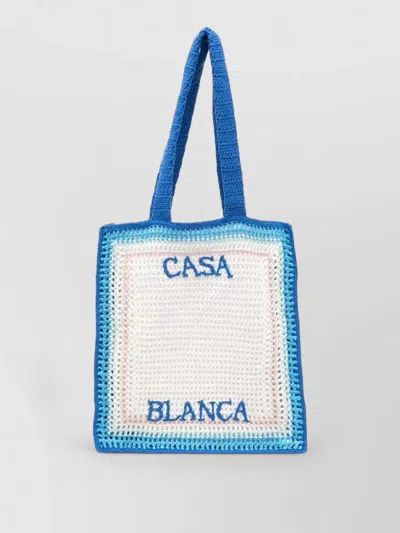 Casablanca Crochet Rectangular Tote Bag Dual Handles In Multi