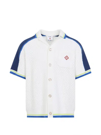 Casablanca Contrasting Trims Chest Pocket Logo-embroidered Short-sleeve Button-up Shirt In Multi