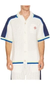 Casablanca Contrasting Trims Chest Pocket Logo-embroidered Short-sleeve Button-up Shirt In Multi