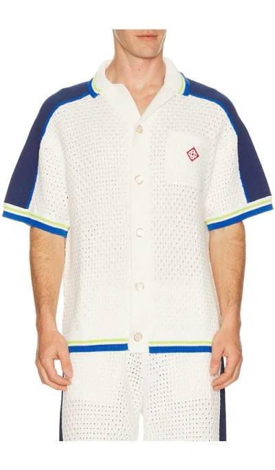 Casablanca Contrasting Trims Chest Pocket Logo-embroidered Short-sleeve Button-up Shirt In Multi