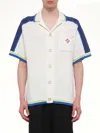 Casablanca Contrasting Trims Chest Pocket Logo-embroidered Short-sleeve Button-up Shirt In Multi