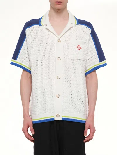 Casablanca Contrasting Trims Chest Pocket Logo-embroidered Short-sleeve Button-up Shirt In Multi