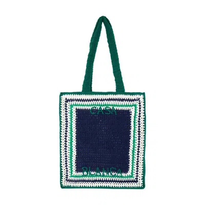 Casablanca Crochet Tote Bag With Two Flat Handles In Green