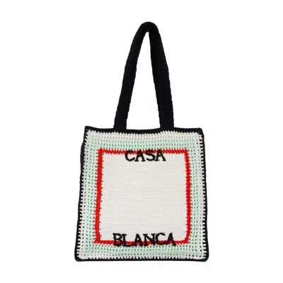 Casablanca Crochet Shopper Bag In White
