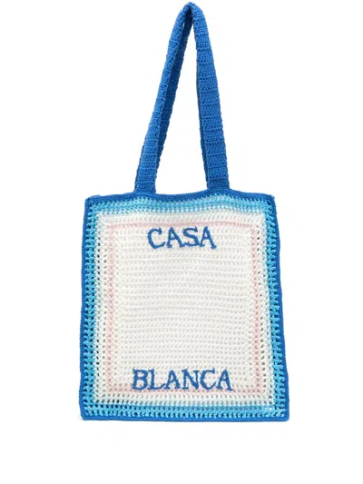 Casablanca Crochet Shopping Bag In White