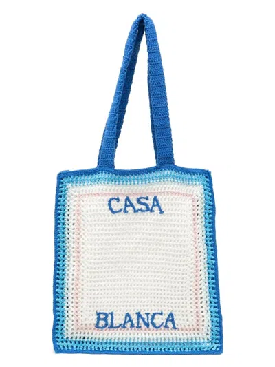 Casablanca Crochet Shopping Bag In Blue