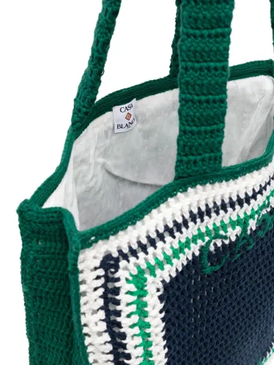 Casablanca Crochet Shopping Bag In Navy Green