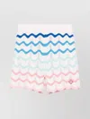 Casablanca Wave Multicolor Shorts With Logo Patch On The Front And All-over Striped Motif In Cotton Man